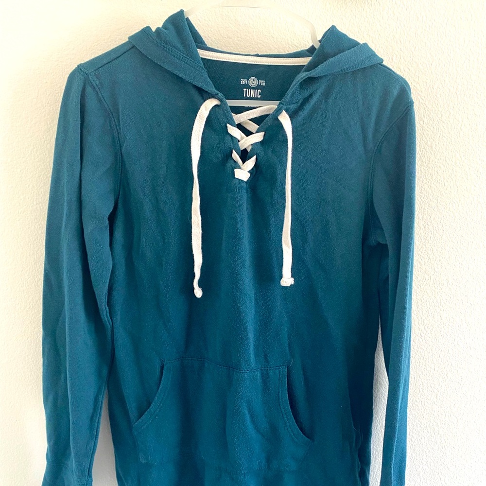 Blue lace Hooded sweatshirt